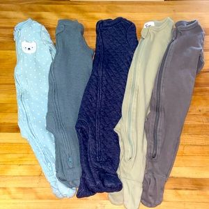Bundle of 5 Boys 0-3 month footed sleeper pajamas